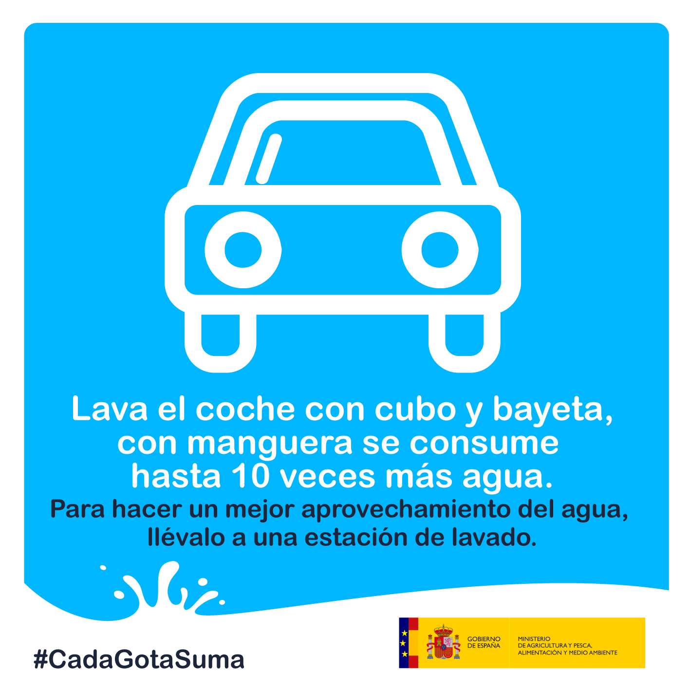 Lava el coche con cubo y bayeta.