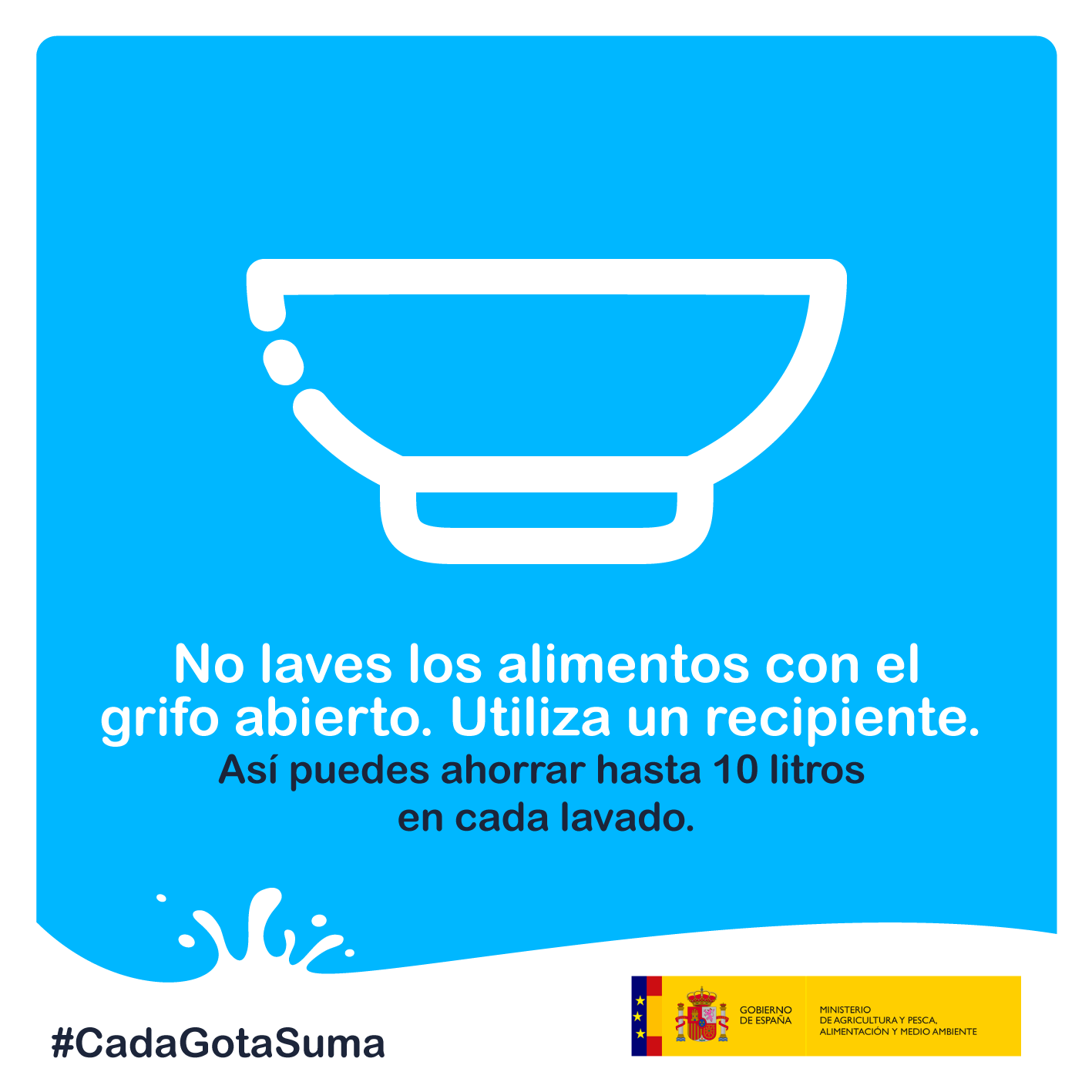 No laves los alimentos con el grifo abierto.