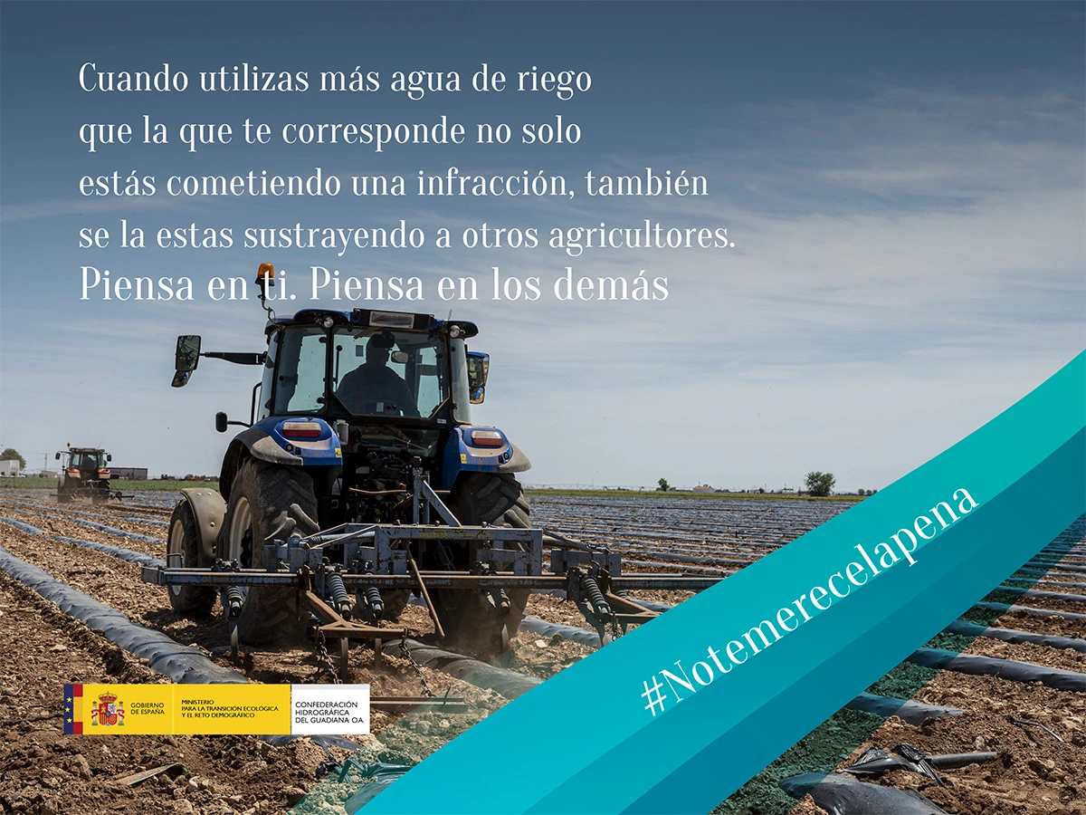 Cartel para concienciar en el uso del agua de riego.