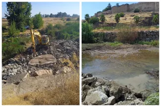 La Confederación Hidrográfica del Guadiana elimina dos badenes de hormigón situados en distintos tramos del río Guadiana en Badajoz y Don Benito