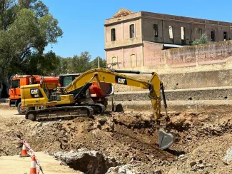 Obras en el azud de La Pesquera