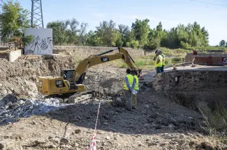 Trabajos en el azud de la Pesquera