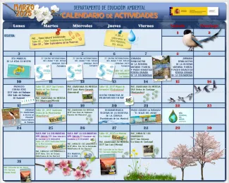 Calendario de actividades de Educación Ambiental en marzo de 2025