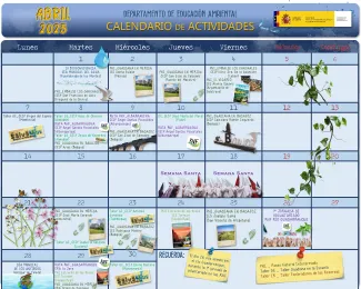Calendario de actividades de Educación Ambiental en abril de 2025.