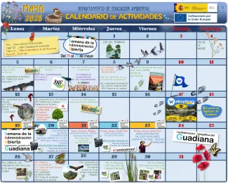 Calendario de actividades de Educación Ambiental en mayo de 2025.