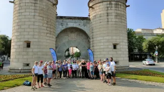 Los participantes en el paseo interpretativo por el Día Mundial del Medio Ambiente, esta mañana, en Puerta Palmas.