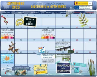 Calendario de actividades de Educación Ambiental en septiembre de 2025