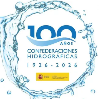 Logo conmemorativo del centenario de las confederaciones hidrográficas